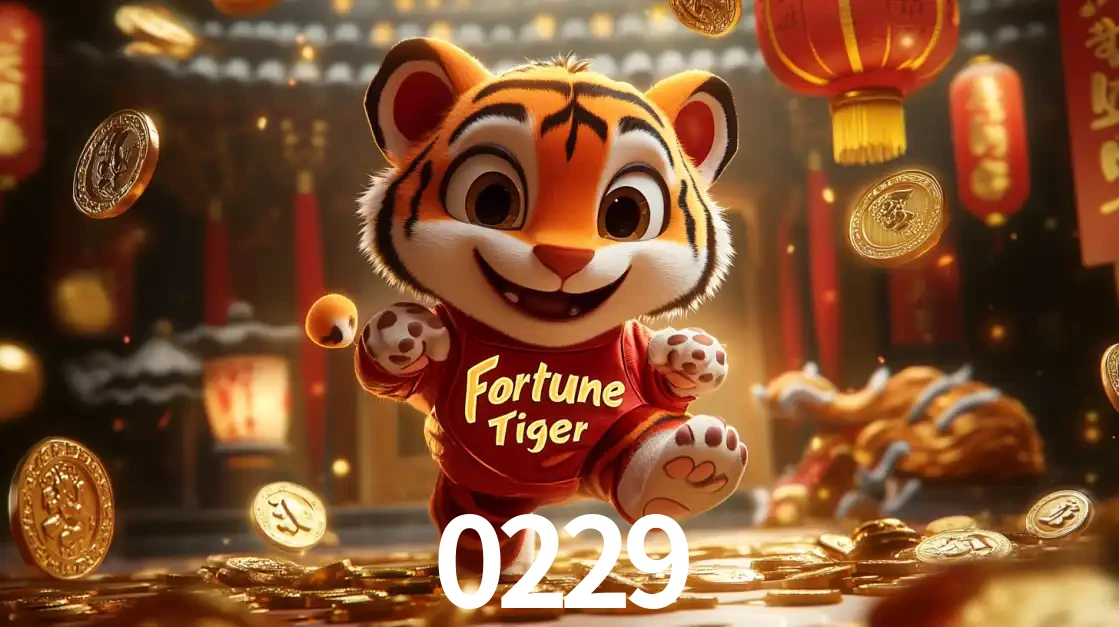 O alegre personagem do Fortune Tiger correndo sobre um caminho de moedas de ouro, simbolizando os grandes prêmios e a diversão do popular jogo de slot do 0229.